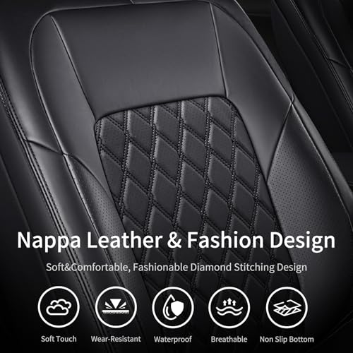 Huidasource Car Seat Covers Fit for Toyota RAV4, Full Coverage Waterproof Leather Seat Cushion Covers Full Set Fit for 2013-2018 Toyota Rav4 XLE LE XLE Premium Limited (Not for Hybrid, Black)