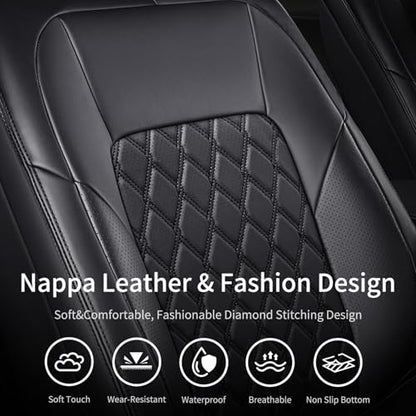 Huidasource Car Seat Covers Fit for Toyota RAV4, Full Coverage Waterproof Leather Seat Cushion Covers Full Set Fit for 2013-2018 Toyota Rav4 XLE LE XLE Premium Limited (Not for Hybrid, Black)