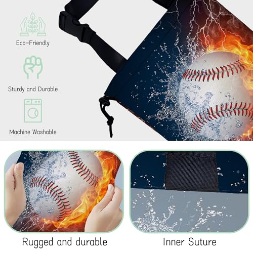 Baseball Ball Car Garbage Bag,Fire Ball Waterproof Small Car Trash Bag Hanging Back of Seat,Drawstring Hanging Car Trash Bag with Adjustable Buckle for Car Accessories - color: Baseball Ball