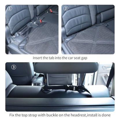 Viaviat Car Seat Protector Leather Waterproof Child Safety Seat Protector Cover with Thick Pad and 2 Large Pockets Durable Kick Mat for All Auto Seat (Black) - color: black