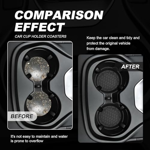 4-Pack Universal Cup Holder Coasters, Black Silicone Inserts - Keep Your Car Clean with Non-Slip & Spill-Proof Coasters for All Vehicles (Black) - color: Black