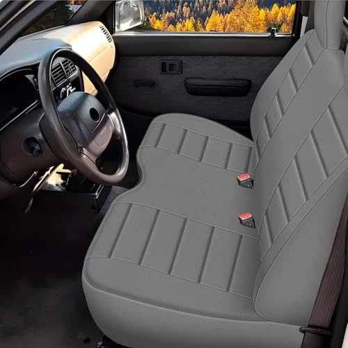 Truck Seat Cover Compatible with 1995-2004 Toyota Tacoma Front Bench Seat with Molded Headrest and Small Notched Cushion, Knitted Fabric - color: Charcoal