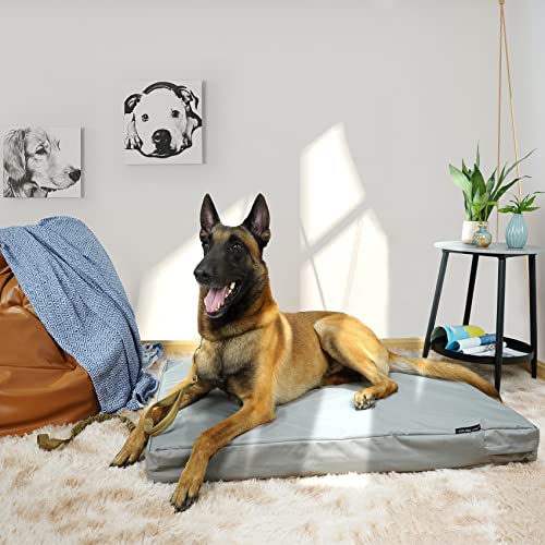 Explore Land Waterproof Dog Bed Cover Canvas Washable Dog Crate Pad Replacement Cover for 48 Inch Crate, 46Lx29Wx4H inch, Gray - color: Light Gray With Canvas, size: 46”Lx29”Wx4”H