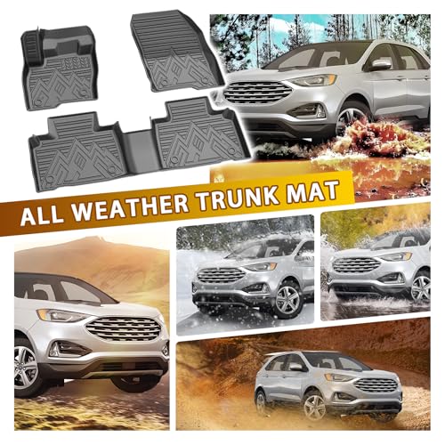 Floor Mats for 2015-2024 Ford Edge Accessories All Weather Floor Liner 3D TPE 1st & 2nd Row Floor Mat Heavy-Duty Floor Liners - size: 3)Ford Edge｜15-24｜1st & 2nd Row