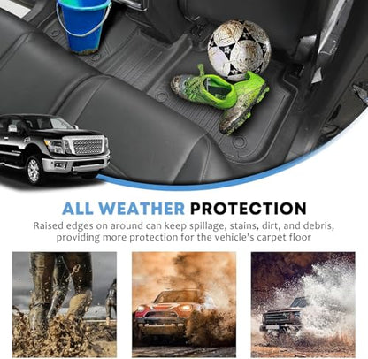 AOMSAZTO Floor Mats Compatible with 2008-2021 Nissan Frontier Crew Cab, Custom Fit Floor Liners, 1st & 2nd Row All-Weather Protection 3-pc, Black - style: 15)08-21 Frontier Floor Mats