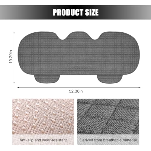 Car Back Seat Cover, Breathable Waterproof Vehicle Rear Bench Protector with Storage Pocket, Comfortable Automotive Back Seat Cushion Pad, Universal for SUV RV Truck (Gray)
