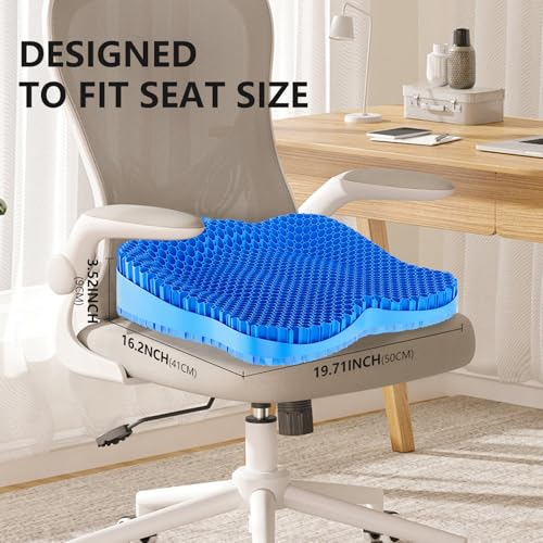 Gel Seat Cushion for Office Chair 3.54in Thick Ergonomic Gel Chair Cushion Seat Pad for Long Sitting Relieve Sciatica Back,Pressure Sore Ulcer Pain,Seat Cushion for Wheelchair Office Chairs Car Seats - color: Blue, size: X-Large