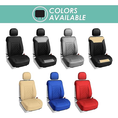 FH Group Deluxe Faux Leather Diamond Pattern Front Set Car Seat Cushions with Gift- Universal Fit for Cars, Trucks, & SUVs (Gray/Black) - color: Gray / Black