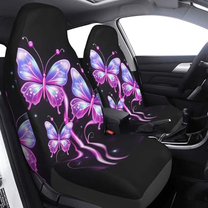 Dujiea 3D Purple Butterfly Car Front Seat Covers 2 Pcs Universal Auto Seat Covers Front Seats Only, Vehicle Bucket Seat Protectors Fit for Most Car SUV Sedan and Truck - color: 3D Purple Butterfly