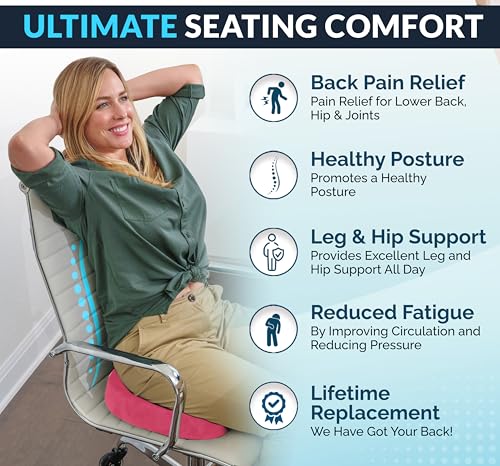 ComfiLife Premium Gel & Memory Foam Seat Cushion – Doctor Recommended Office Chair Cushion, Car Seat Cushion – Chair Cushions for Back & Sciatica Pain Relief – Seat Cushions for Office & Desk (Pink) - color: Pink, size: Large