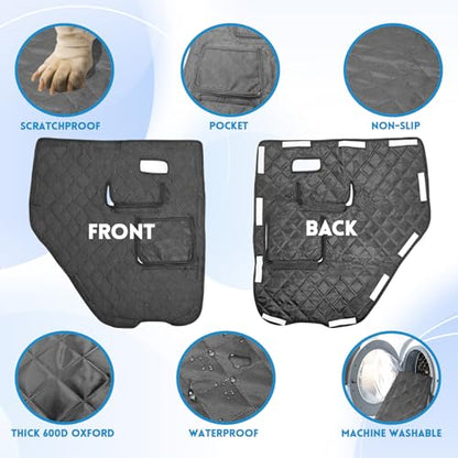 Dog Car Door Protector Compatible with Ford Bronco 2021 2022 2023 2024 Thickening Pet Vehicle Door Guard Cover with Storage Pocket Anti-Scratch Nonslip Machine Washable Black (2 Pack) - size: Ranger 2019-2023