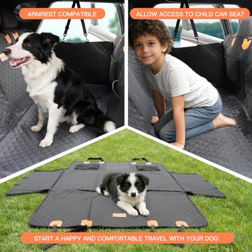 Dog Car Seat Cover for Back Seat.100% Waterproof Back seat Cover. 600D Heavy Duty Scratch Proof Nonslip Durable Soft Dog Hammock for Cars, Trucks and SUVs. Standard, Black - color: Black