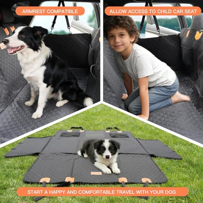 Dog Car Seat Cover for Back Seat.100% Waterproof Back seat Cover. 600D Heavy Duty Scratch Proof Nonslip Durable Soft Dog Hammock for Cars, Trucks and SUVs. Standard, Black - color: Black