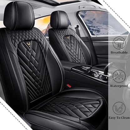 Car Seat Covers Full Set for Honda CR-V 2000-2026, Waterproof Nappa Leather Car Seat Cover, Full Coverage Car Seat Covers Sets(5 Seats/Black)
