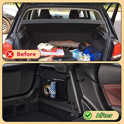 Frienda 2 Pieces Stretchable Small Cargo Net Pocket Storage Mesh Net Elastic Automotive Storage Pouch with 8 Pieces Mounting Screws and Hooks for Truck Car SUV Boats(21 x 9.8 Inches) - size: 21 x 9.8 Inches
