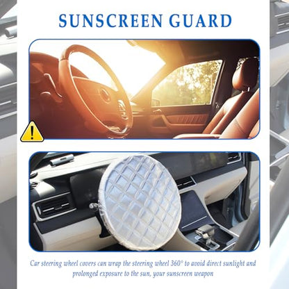 Car Steering Wheel Cover Sun Shade,Aluminum Film Car Wheel Cover for Thermal Insulation & Cooling,3-Layer Thickened Steeringwheel Covers Fits 15.75" Diameter Cars Steering Wheels (Aluminum Foil) - color: Aluminum Foil