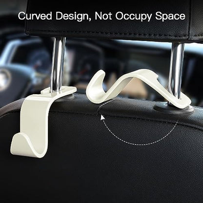 Soleebee 4 Pack Car Headrest Hook Universal Car Seat Hook Auto Hook Car Back Seat Hangers Storage Organizer (White) - color: White