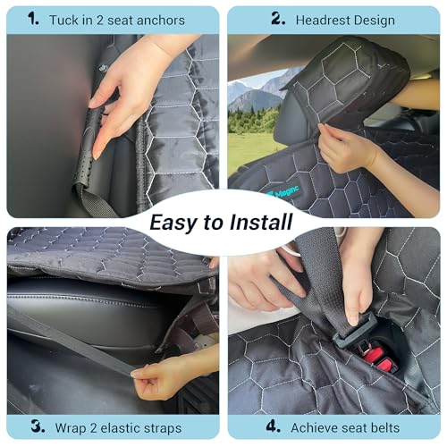 Meginc Dog Seat Covers for Tesla Model Y, Heavy Duty Bench Seat Cover with Headrest for Model Y, Non Slip Waterproof Back Seat Cover for Cars Armrest Compatible Car Seat Protector for Kids and Dogs - size: Bench-model Y
