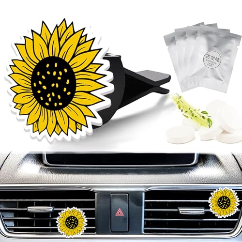Cute Car Air Freshener Clips Sunflower Car Vent Clip Sunflower Cars Scents Cologne Air Conditioner Clip Auto Vent Interior Decoration Cars Accessories Sunflowers Loves Gifts for Men Women - color: Sunflower
