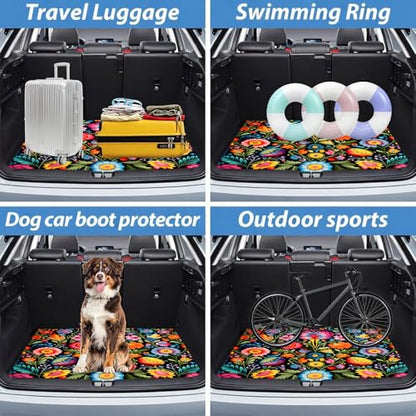 Automotive Floor Mats 5 Pcs, Universal Car Floor Mats,Floral Car Mats, Flower Car Accessory for SUVs/Sedan/Wagons, Durable Protective Mat, Trunk Liner for Families/Travel Enthusiasts - style: Bundle55