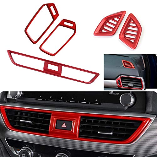 ABS Engineering Plastics Car Center Consoles Air Vent Wind Outlet Trims Interior Decoration Frame Cover Inner Accessories for Honda 10th Accord 2018 2019 2020 2021 2022 (RED) - color: RED