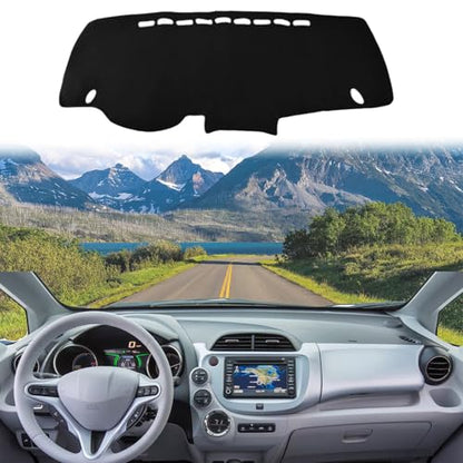 Dashboard Cover Suitable for Honda FIT 2008 2009 2010 2011 2012 2013 Car Dashboard Cover Sun Visor Mat Non-Slip Polyester Dashboard Accessories (Black) - size: 2008-2013 For Honda FIT