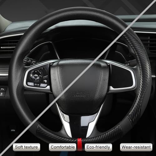 Microfiber Leather Car Steering Wheel Cover for Kia,14.5-15 inch (Black+Red Line-Standrad Size) - color: D-Black+Red Line