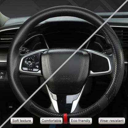 Microfiber Leather Car Steering Wheel Cover for Kia,14.5-15 inch (Black+Red Line-Standrad Size) - color: D-Black+Red Line
