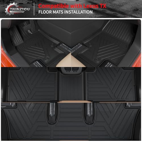 Floor Mats Compatible with 2024 2025 2026 Lexus TX350 TX500h TX550h+ 6&7 Seats Cargo Mat Trunk Liner Back Seat Cover All Weather TX Accessories (Floor Mats+Trunk Mat with Backrest Mat) - style: For Lexus TX | 2024-2026