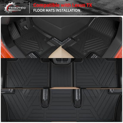 Floor Mats Compatible with 2024 2025 2026 Lexus TX350 TX500h TX550h+ 6&7 Seats Cargo Mat Trunk Liner Back Seat Cover All Weather TX Accessories (Floor Mats+Trunk Mat with Backrest Mat) - style: For Lexus TX | 2024-2026