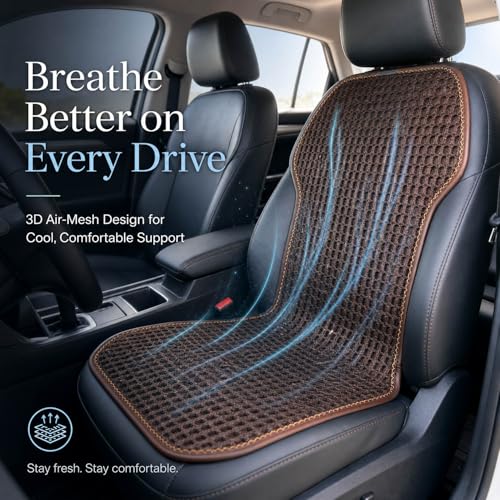 Summer 3D Air Big Mesh Car Seat Cushion Pad,Universal Fit Cooling Breathable and Vent Mesh Car Seat Cushions Cover for Truck SUV Pikup Sedan Accessories 1PCS (Brown) - color: Brown