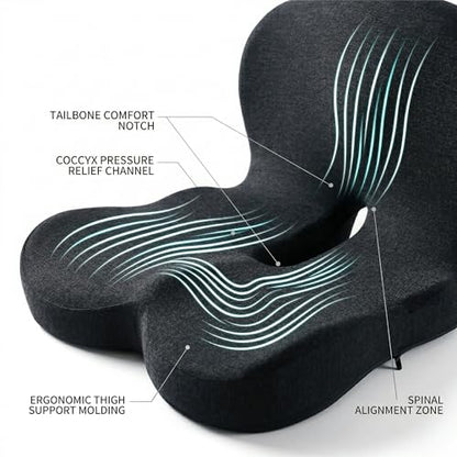 Memory Sponge Cushion, Pressure reducing Cushion, Ergonomic, Lumbar Support Pillow (All Black) - color: All Black