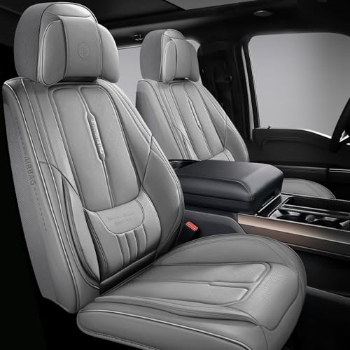 NS YOLO Universal Fit Full Coverage Leather Car Seat Covers for Cars,SUVs and Pick-up Trucks, Car Seat Protector,Automotive Seat Covers Full Set,Car Seat Cushion,Grey Seat Cover for 5 Seats - color: Grey, size: Full Set