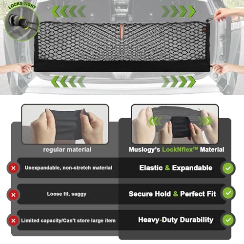 Truck Bed Cargo Net Trunk Netting Compatible with 2022-2025 2026 Jeep Grand Cherokee WL (2-Row) Accessories, Pickup Cargo Organizer SUV Sedan Storage Net w/Heavy Duty Carabiners - style: 2022+ Grand Cherokee (2-Row)