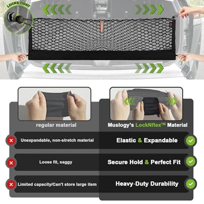 Truck Bed Cargo Net Trunk Netting Compatible with 2022-2025 2026 Jeep Grand Cherokee WL (2-Row) Accessories, Pickup Cargo Organizer SUV Sedan Storage Net w/Heavy Duty Carabiners - style: 2022+ Grand Cherokee (2-Row)
