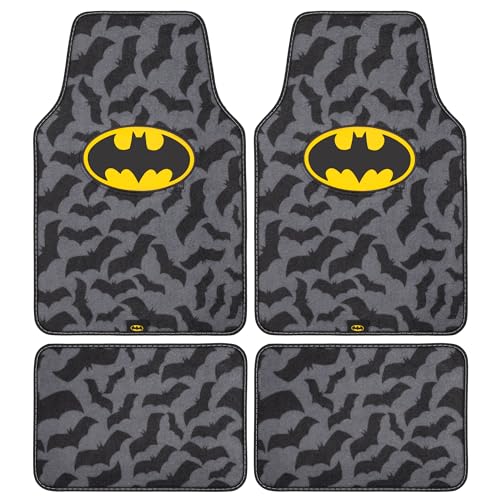 Batman Carpet Car Floor Mats, DC Comics Design, for Car, Truck, SUV - Comfortable, No Slip Nib Backing, Unique Full Print, Protects Car Floor - style: Vehicle Floor Mat