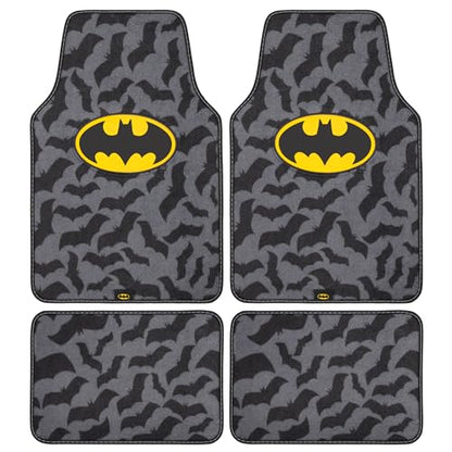 Batman Carpet Car Floor Mats, DC Comics Design, for Car, Truck, SUV - Comfortable, No Slip Nib Backing, Unique Full Print, Protects Car Floor - style: Vehicle Floor Mat
