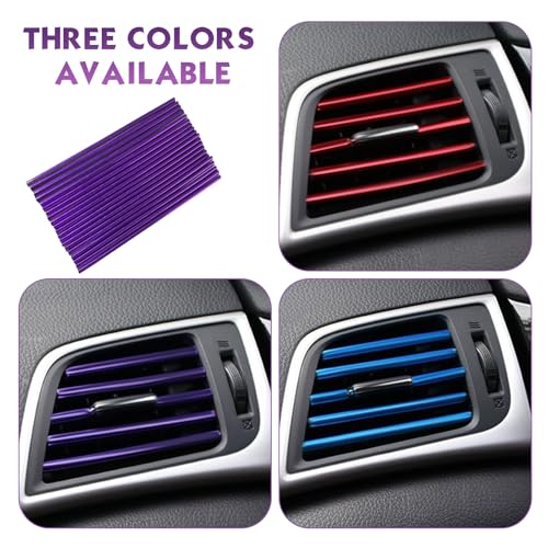 20PCS Car Vent Outlet Trim, Waterproof Car Air Conditioner Decoration Strip for Vent Outlet, Flexible Bendable Auto Air Conditioning Vents Decorative Strip, Universal for Most Vehicles(Purple)