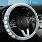 Car Steering Wheel Cover for Women Cute Flower Blue Steering Wheel Cover Leather Non-Slip Fit 15 inch - color: Blue