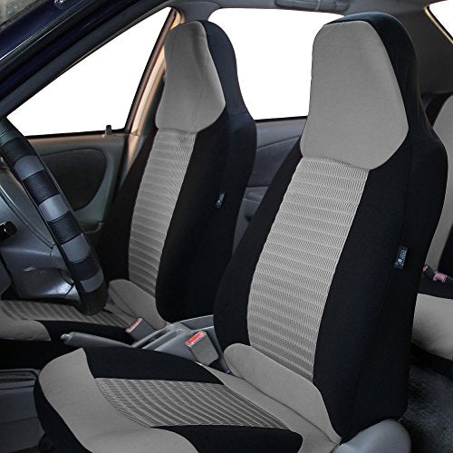 FH Group Full Set Cloth Car Seat Covers - Universal Fit,1-Piece Front Seat Covers, Airbag Compatible, Split Bench Rear Seat Cover, Washable Seat Cover for SUV Hunting