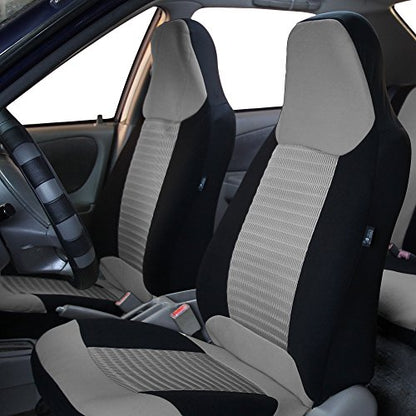 FH Group Full Set Cloth Car Seat Covers - Universal Fit,1-Piece Front Seat Covers, Airbag Compatible, Split Bench Rear Seat Cover, Washable Seat Cover for SUV Hunting