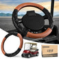 10L0L 13 Inch Golf Cart Steering Wheel Covers for EZGO TXT&RXV 1994-up, Upgraded Microfiber Anti-Slip Steering Wheel Cover with Pu Leather - color: Brown