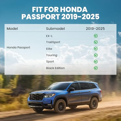 LASFIT Floor Mats for Honda Passport 2019-2025, All Weather TPE Custom Fit Car Floor Liner, 1st & 2nd Row, Black - style: 5）For Honda Passport | 2019-2025 | 1st & 2nd Row