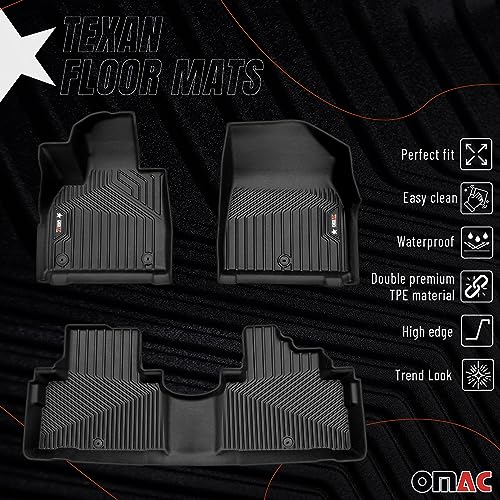OMAC Premium Floor Mats for Hyundai Palisade 2020-2025 Car Mats All Weather 3D Custom Fit Rubber Mat Waterproof Odorless TPE Floor Liners Laser Measured Non-Slip (Black) - size: Floor Mats Set