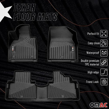 OMAC Premium Floor Mats for Hyundai Palisade 2020-2025 Car Mats All Weather 3D Custom Fit Rubber Mat Waterproof Odorless TPE Floor Liners Laser Measured Non-Slip (Black) - size: Floor Mats Set