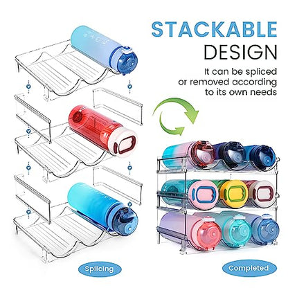 Water Bottle Organizer for Cabinet, 3 Pack Water Bottle Organization and Storage Shelf, Plastic Water Bottle Holder Rack for Fridge, Kitchen, Desktop - size: 3 Pack