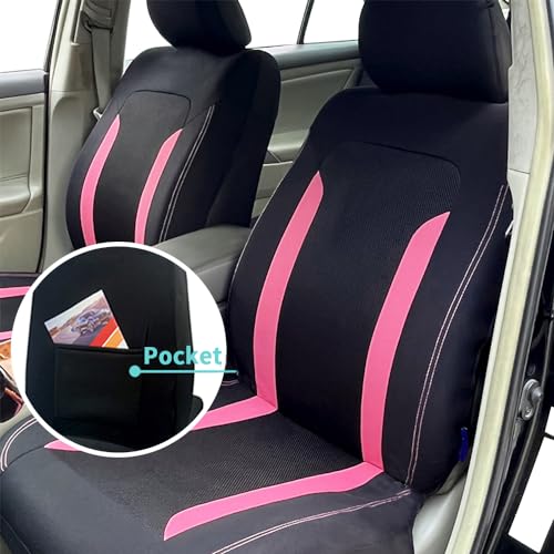 4PCS Cooling Car Seat Covers,Breathable Front Seat Covers with Mesh Construction and Foam Padding,Car Seat Protector to Reduce Back Sweating,Universal Car Interior for Car SUV (Pink) - color: Pink