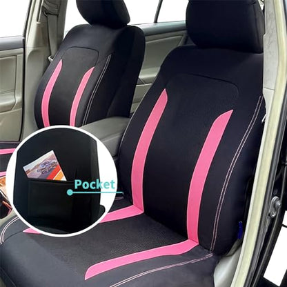 4PCS Cooling Car Seat Covers,Breathable Front Seat Covers with Mesh Construction and Foam Padding,Car Seat Protector to Reduce Back Sweating,Universal Car Interior for Car SUV (Pink) - color: Pink