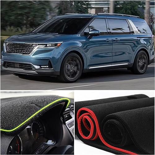 Dash Mat Cover Interior Dashboard Protection pad Compatible with Kia Carnival KA4 Minivan LE EX SX and SX Prestige 2022 2023 2024 Sunshade Glare UV Rays Protector (Black Trim) - color: Black Trim
