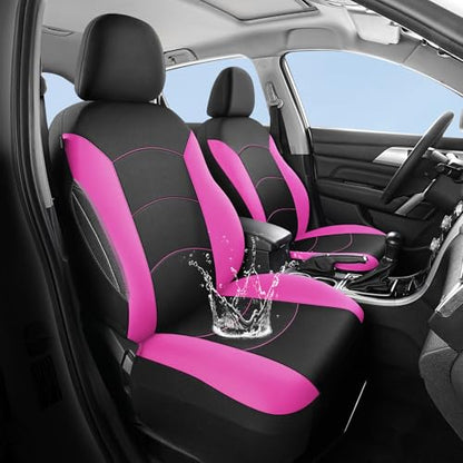 HChengkikz Car Seat Covers Full Set, Waterproof Neoprene Seat Covers, Airbag Compatible, Universal All Season Automotive Seat Covers for Most Cars, SUVs, Trucks (Black + Pink) - color: Black Pink, size: Full Set